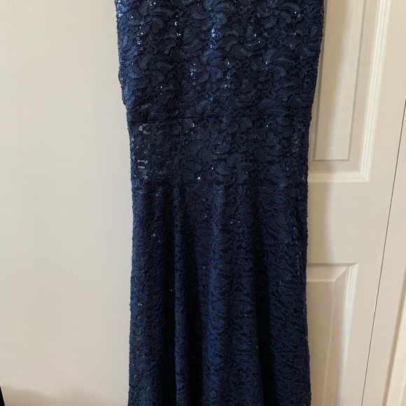 NWT Quiz Navy Sequin Bardot Fishtail Maxi size 6 - Picture 12 of 12